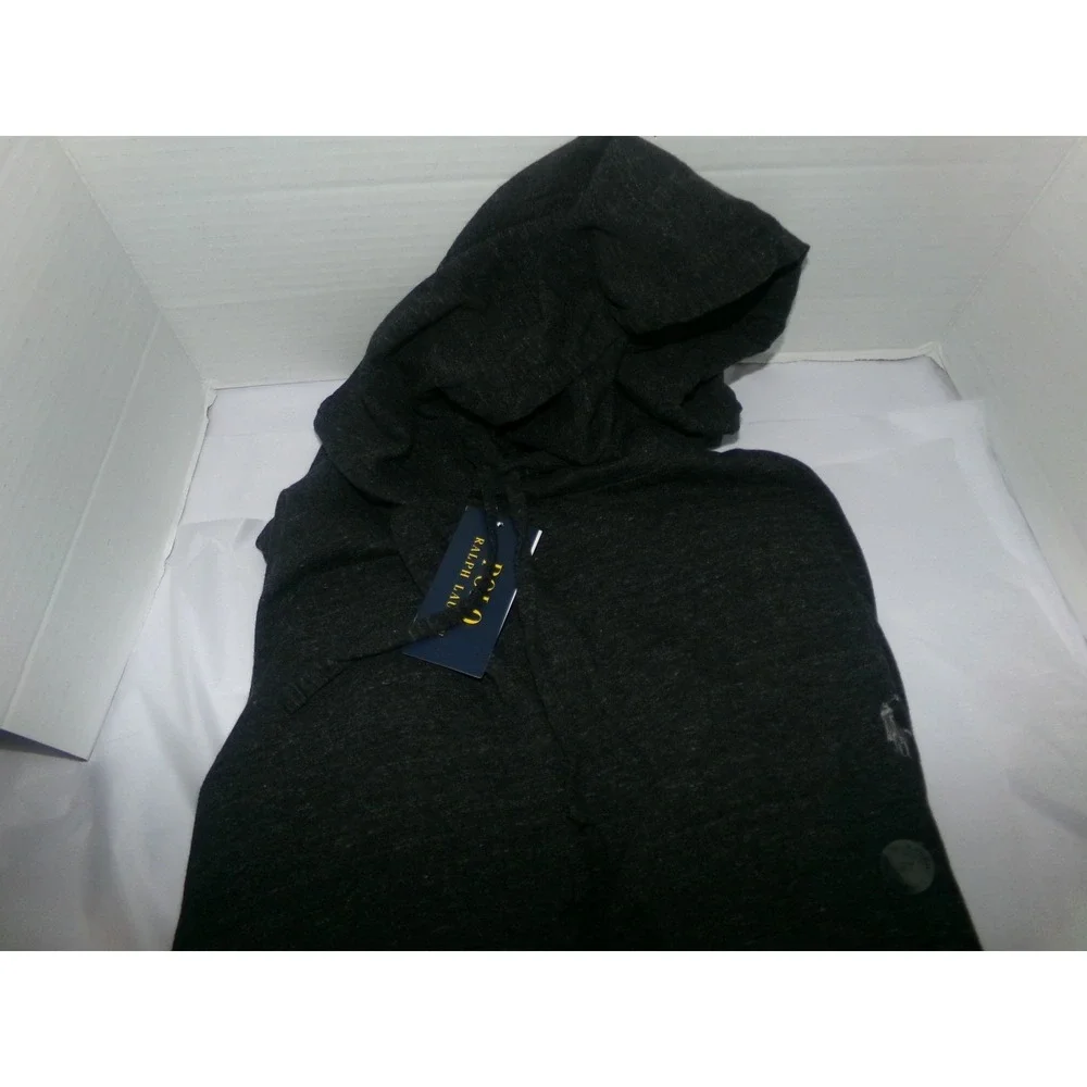 Polo Ralph Lauren Mens 3XL TALL Black Heather Long Sleeve Hooded T-Shirt NWT